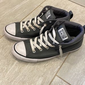 Converse All Star LEATHER Gray High Top Chuck Taylor 10.5 Men’s